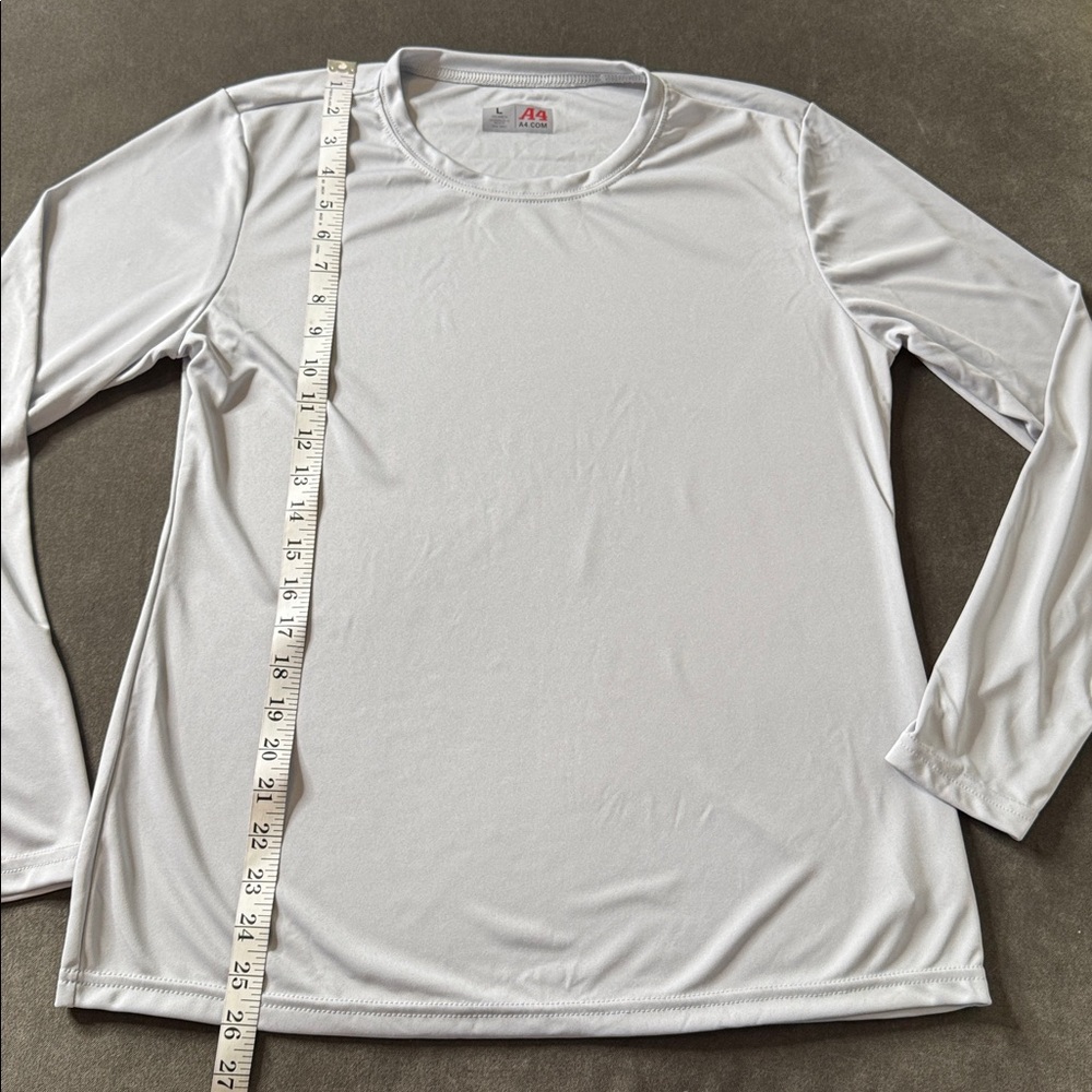 Women’s A4 Cooling Performance Long Sleeve T-Shirt Light Silver Size L NWOT - Picture 4 of 8